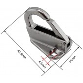 Sprung Fender Hook, Stainless Steel. 43mm